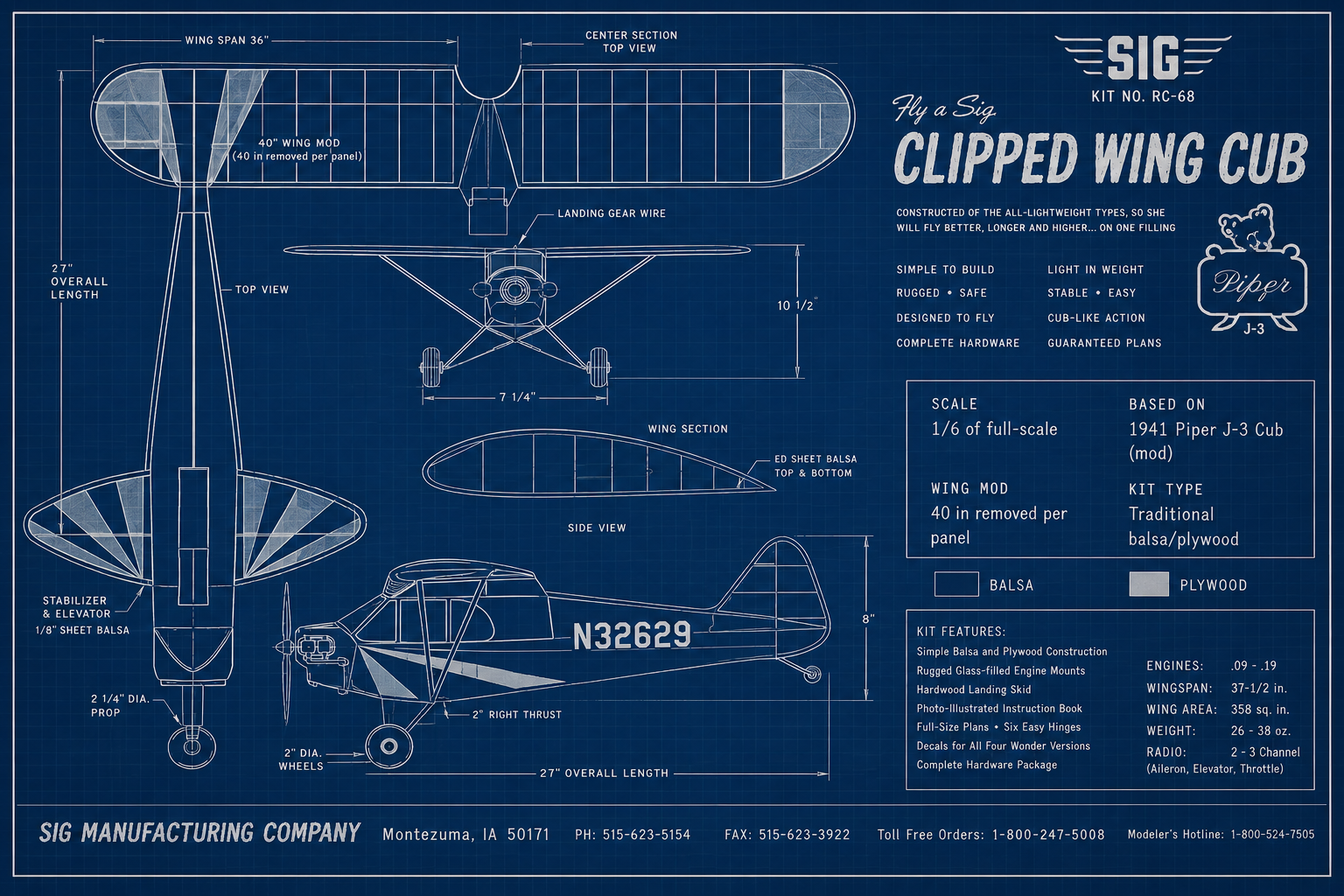 SIG Clipped Wing Cub blueprint